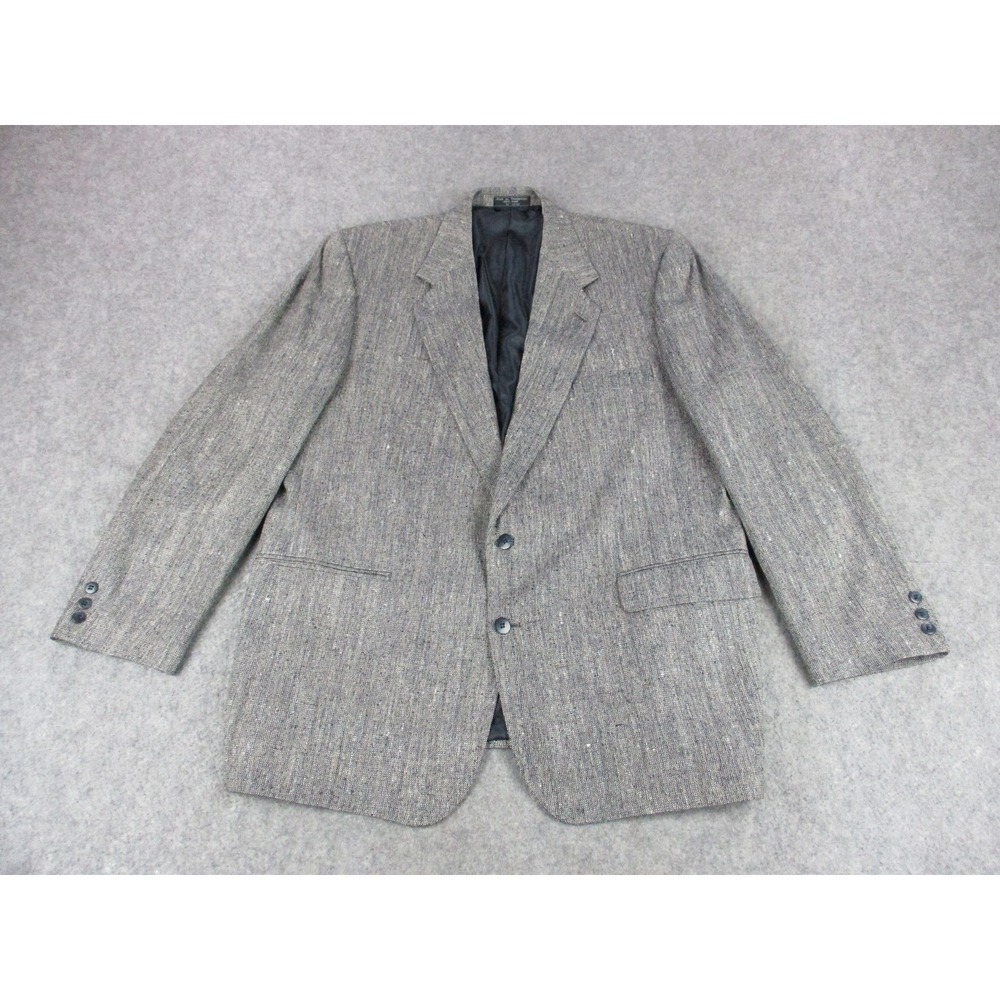 Hardy Amies Blazer Mens 48 L Gray 2 Button Sport Coat Silk Tweed Jacket